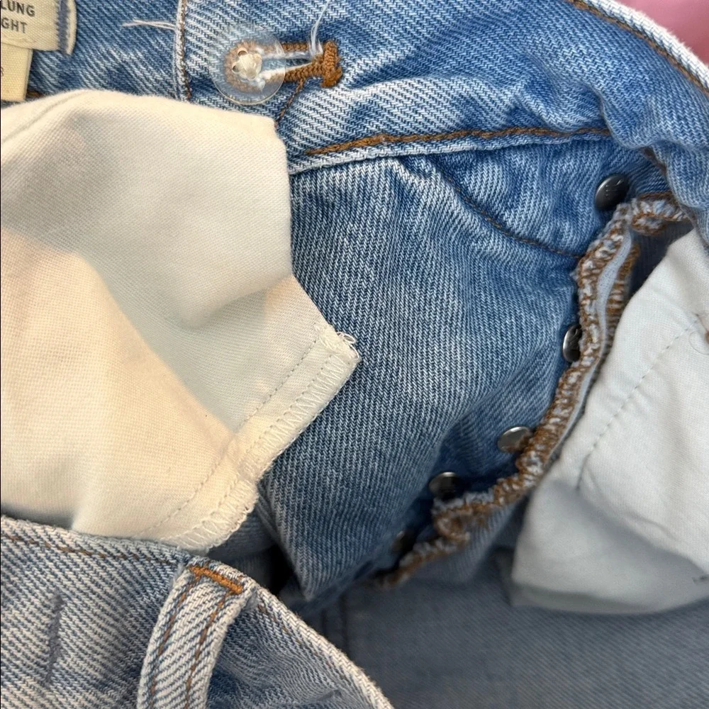 Madewell Light Blue Denim Jeans Low Slung Straight Jean Crossover Waist - Picture 8 of 16